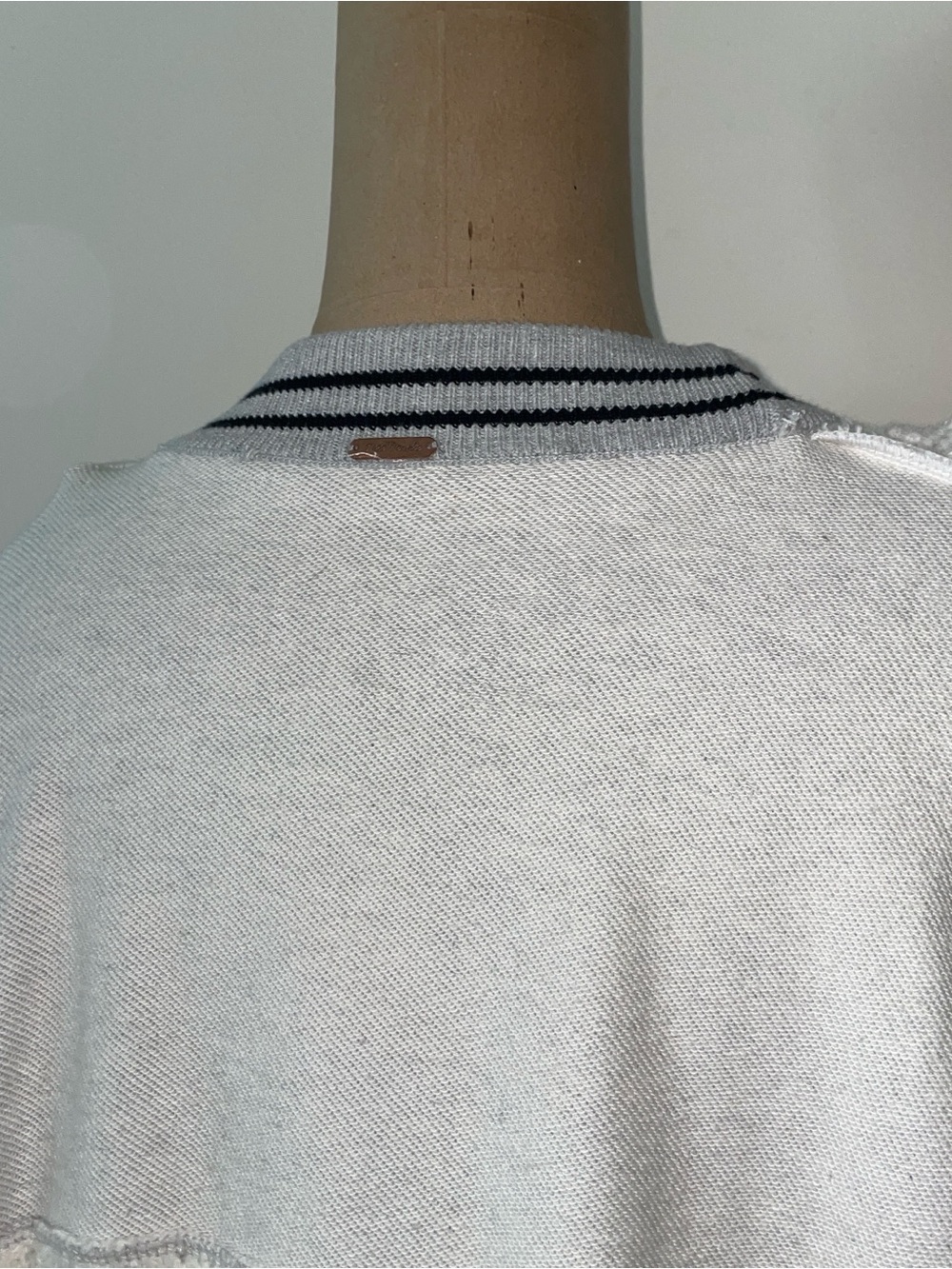 Free People Cream Cable Knit Sweater with Gray Trim - Picture 3 of 6